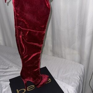 New burgundy BEBE high heel boots
